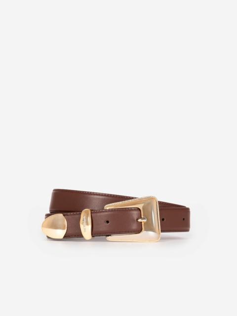 The Kooples BROWN LEATHER WESTERN BUCKLE BELT