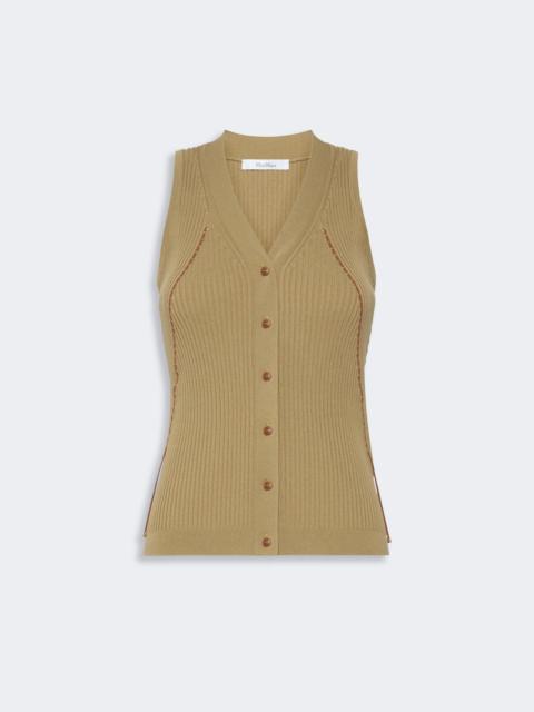 Max Mara FIORIRE Cotton and viscose yarn gilet - KAKI