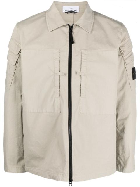 Stone Island Compass-patch zip-up shirt jacket