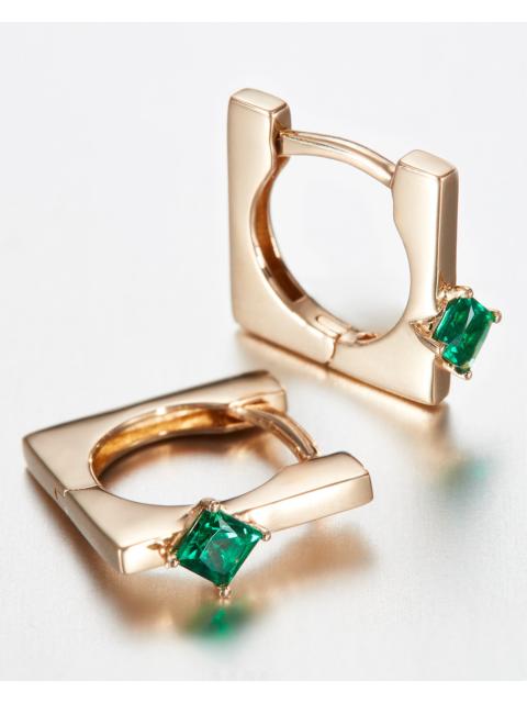 JENNY BIRD 14K Princess Cut Emerald Huggie Earrings