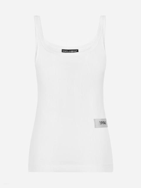 Fine-rib cotton tank top with the Re-Edition label