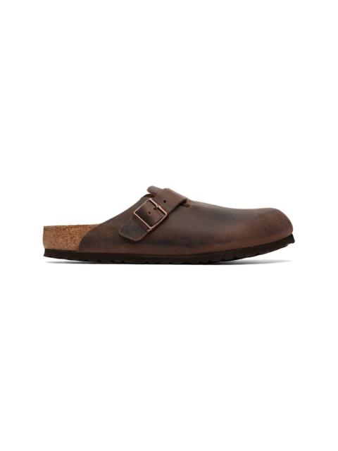 BIRKENSTOCK Brown Regular Boston Oiled Leather Slip-on Loafers