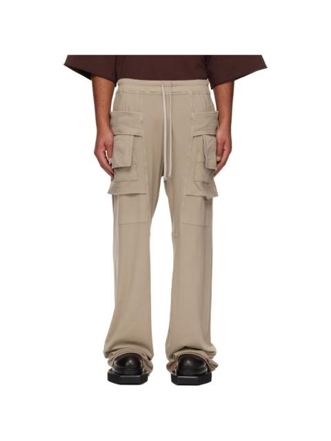 Rick Owens DRKSHDW Taupe Concordians Wide Creatch Cargo Pants