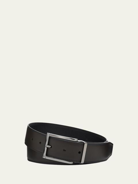FERRAGAMO Men's Reversible Double Adjustable Hammered Leather Belt