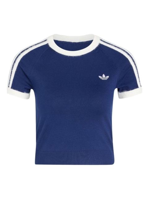 adidas (WMNS) adidas Knitted T-Shirt Asia Sizing 'Dark Blue White' KW2606