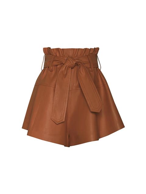 Harmony Pleated Leather Shorts brown