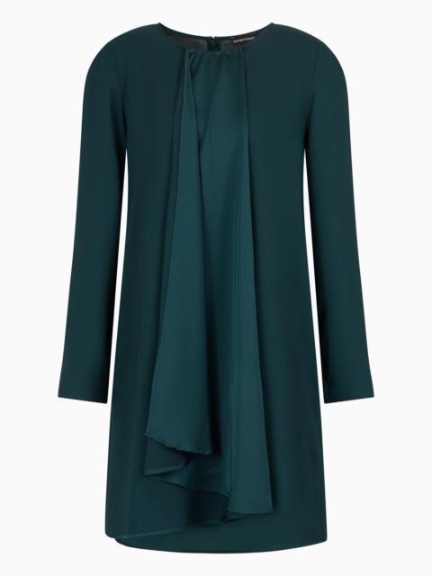 EMPORIO ARMANI Satin crêpe tunic dress with oversized ruffle