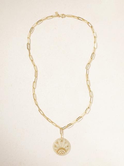 SYDNEY EVAN Evil Eye Luck Coin 14-karat Gold Diamond Necklace