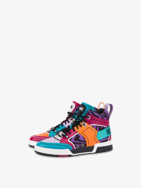 Moschino STREETBALL ASYMMETRICAL HIGH-TOP SNEAKERS