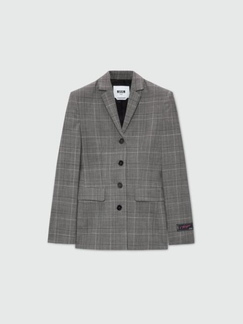 MSGM Prince of Wales wool single-breasted jacket.