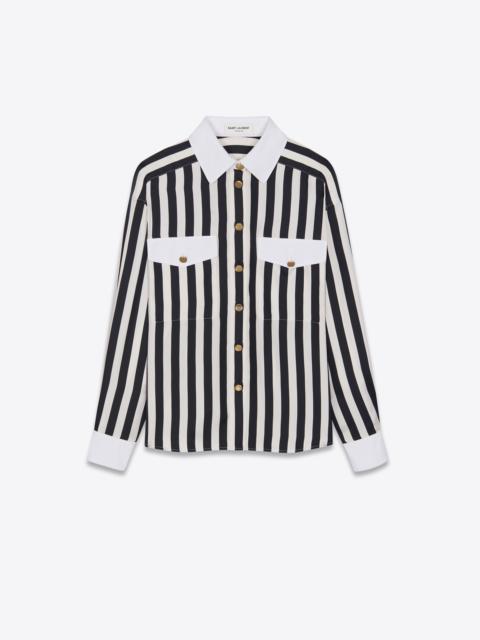 SAINT LAURENT oversized shirt in striped silk twill