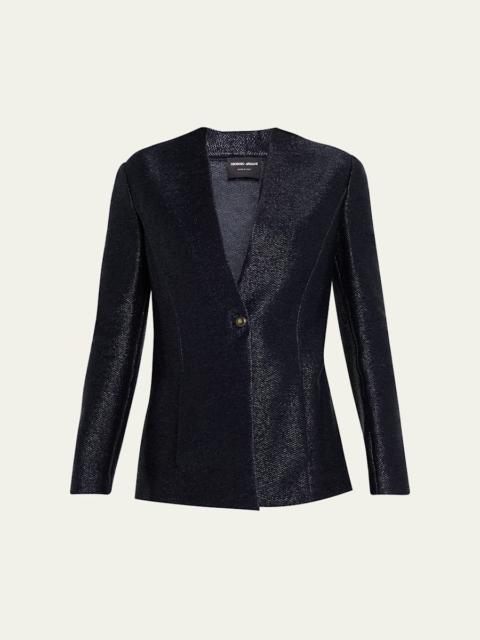 GIORGIO ARMANI Metallic Raffia Single-Breasted Jacket