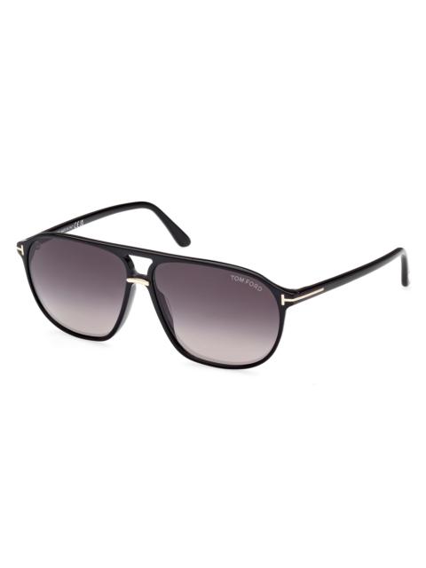 TOM FORD Men's Bruce 61MM Navigator Sunglasses - Black Smoke