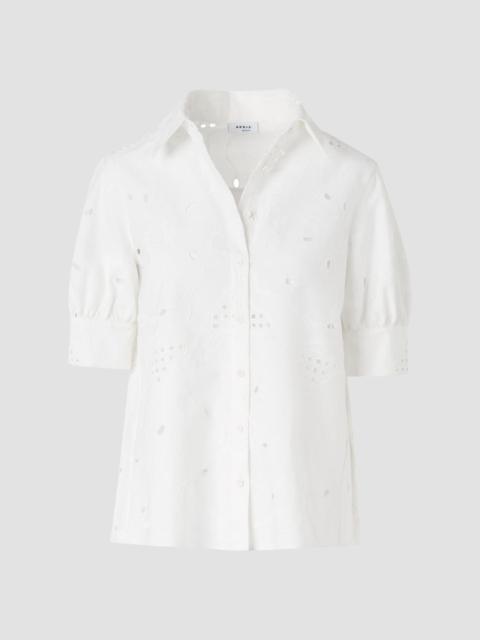AKRIS Women's Floral-Embroidered Eyelet Shirt - Cream