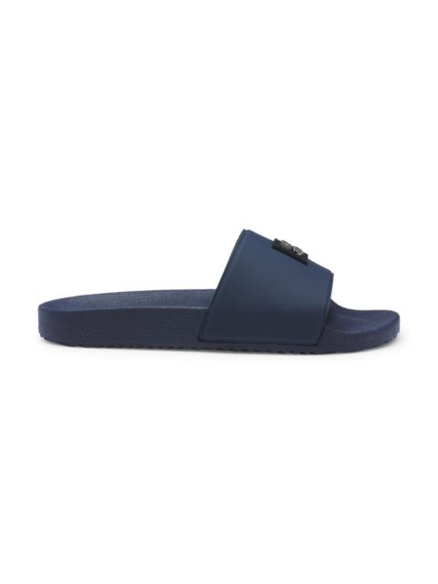HUGO ITALIAN-MADE SLIDES WITH CONTRAST-LOGO STRAP