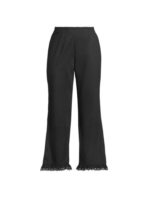 CIAO LUCIA! Women's Kaja Cotton Voile Embroidered-Hem Crop Pants - Black