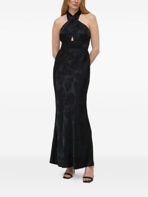 GUESS USA halter leaf-print maxi dress