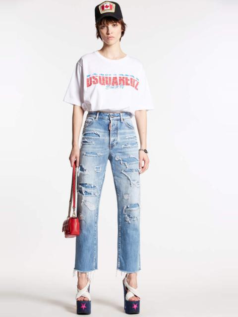 DSQUARED2 LIGHT SUPER RIPPED WASH BOSTON JEANS