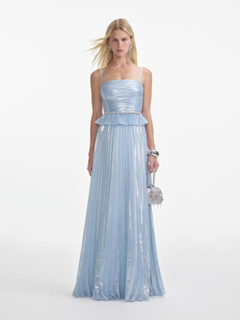 Blue Metallic Maxi Dress