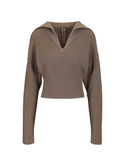 Rick Owens ribbed V-neck cropped sweater