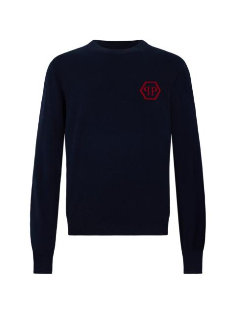 PHILIPP PLEIN jacquard hexagon roundneck knitwear