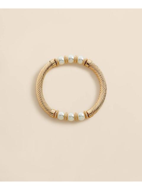 Brooks Brothers Stretch Faux-Pearl Bracelet with Gold-Plated Rope Detail
