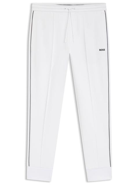 BOSS PIPING-DETAIL TRACKSUIT BOTTOMS IN A COTTON BLEND
