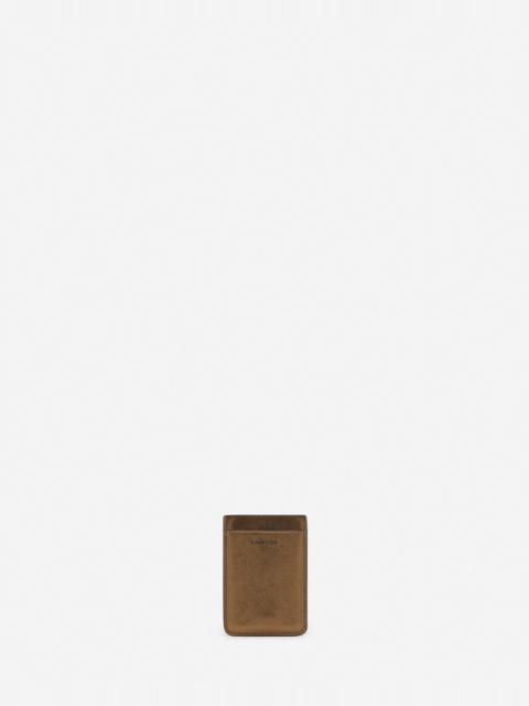 Lanvin MAGNETIC CARDHOLDER IN METALLIC GRAINED LEATHER