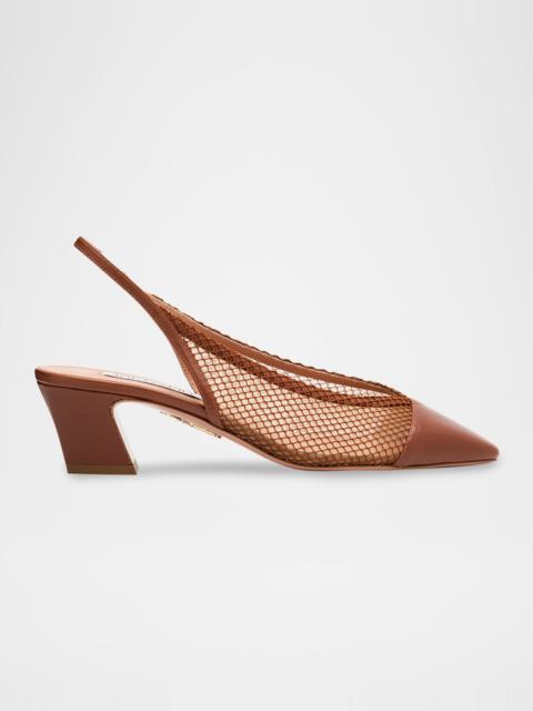 AQUAZZURA Margot Net Mesh Slingback Pumps