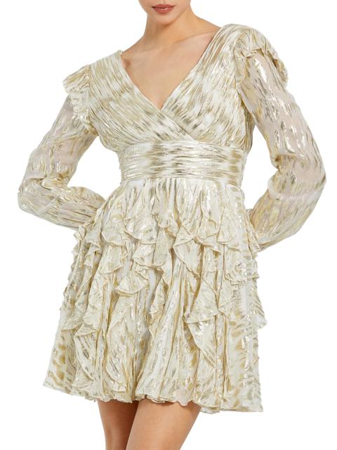 MAC DUGGAL Women's Ieena Metallic Ruffle Minidress - Gold Multi