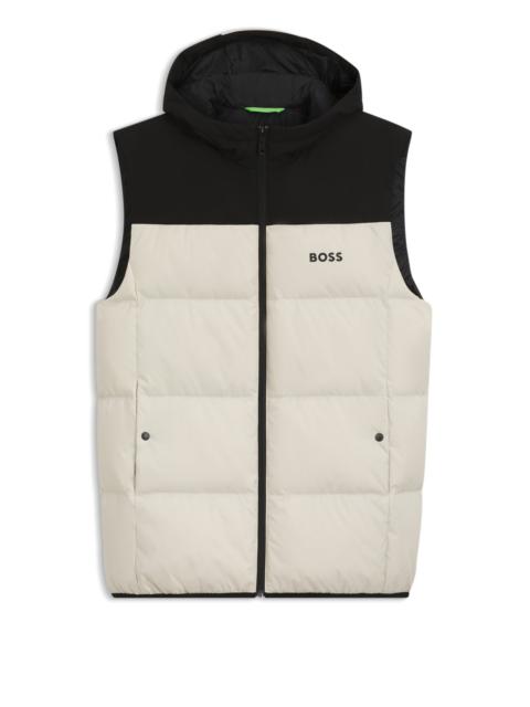 BOSS DOWN-FILLED GILET IN WATER-REPELLENT FABRIC WITH HOOD