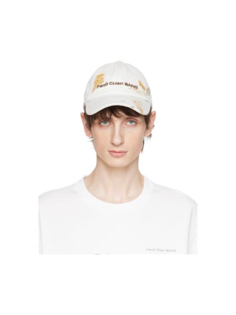 FENG CHEN WANG Off-White Embroidered Cap