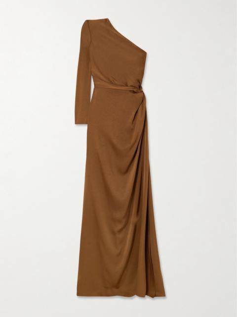 ALEX PERRY One-shoulder Gathered Satin-crepe Gown