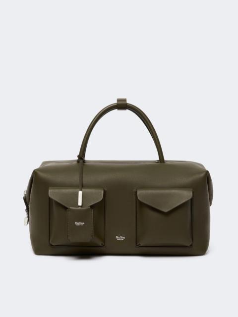 Max Mara Large leather Boston bag with pockets - DARK BROWN