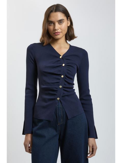 KAREN MILLEN Asymmetric Fastening Viscose Knit Cardigan