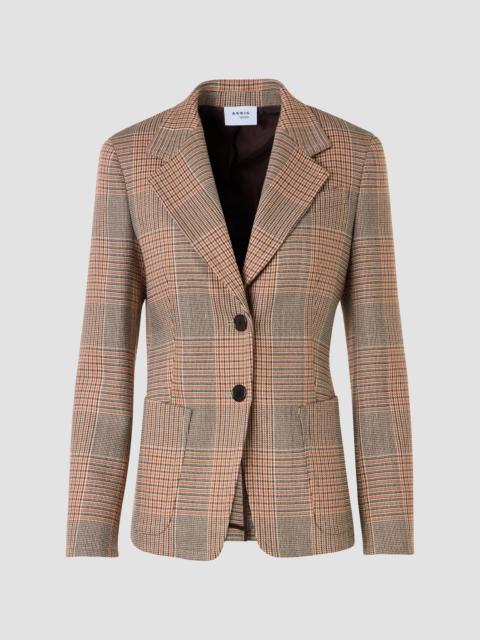 AKRIS Women's Glen Check Tailored Wool-Blend Blazer - Beige Mocca Orange