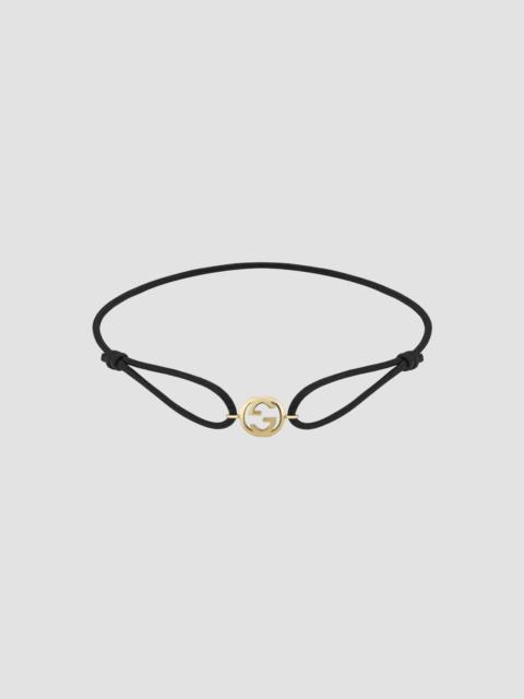 GUCCI Women's Interlocking 18K Yellow Gold & Cotton Cord Bracelet - Yellow Gold Black