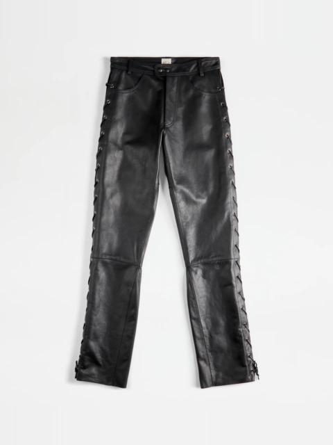 Tod's TOD'S TROUSERS IN LEATHER - BLACK