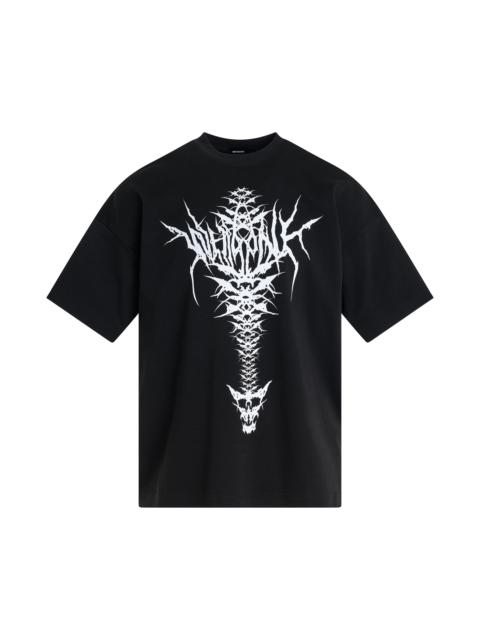 We11done Spine Skull Print T-Shirt in Black