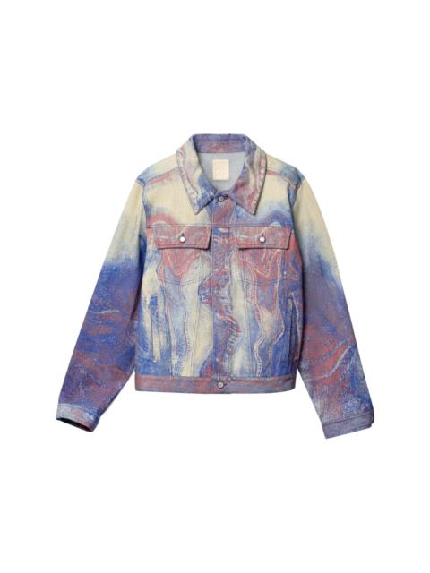 swirl-print denim jacket