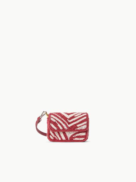 STAUD STAUD TOMMY TINY BEADED BAG SCARLET WHITE