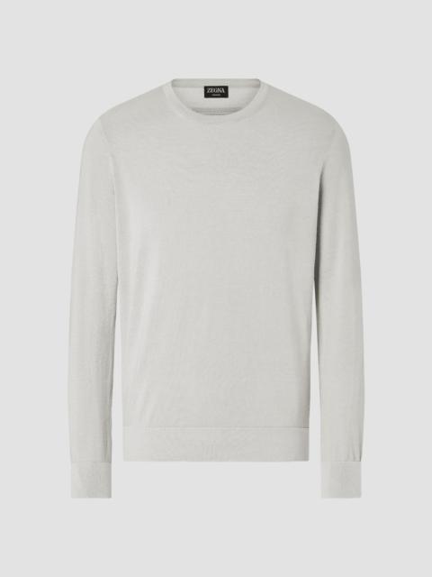 ZEGNA Men's Cashseta Crewneck - White Melange