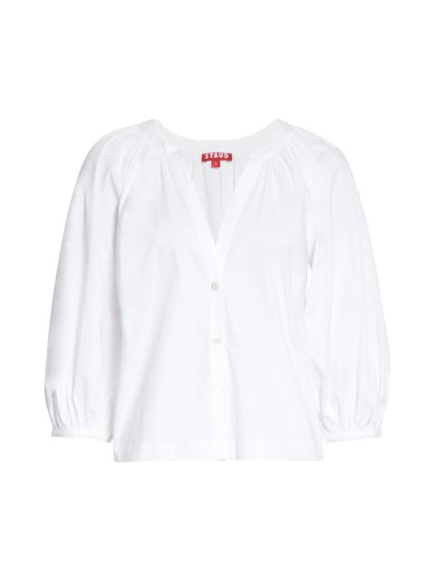 STAUD New Dill Stretch Cotton Button-Up Blouse