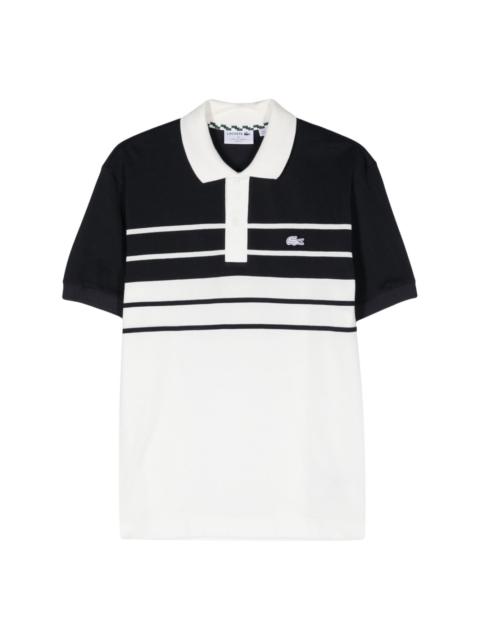 logo-patch striped polo shirt