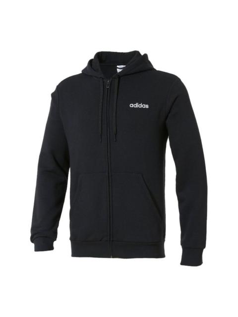 adidas adidas Knitted Hooded Casual Sports Jacket Men Black FL8591