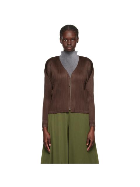 Pleats Please Issey Miyake Brown Monthly Colors September Cardigan