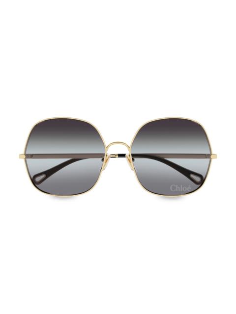Chloé Women's Aly 60MM Square Sunglasses - Gold Grey