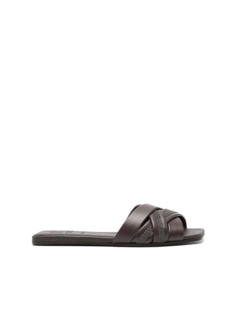 Brunello Cucinelli beaded leather flat sandals