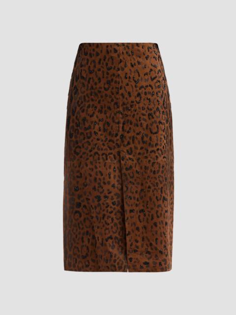 KOBI HALPERIN Women's Melissa Leopard-Print Suede Midi Skirt - Brown Multi
