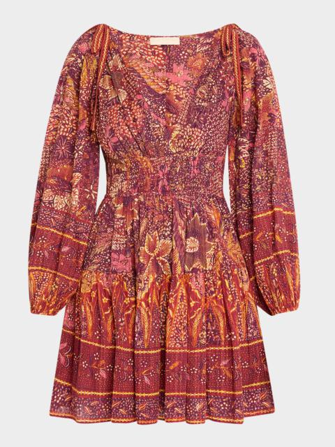 ULLA JOHNSON Anika V-Neck Long-Sleeve Mini Dress